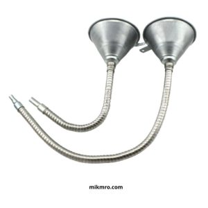 Phễu tiếp nhiên liệu KTX-140370 thiết kế miệng rộng 140mm, ống kim loại mềm linh hoạt 370mm/630mm, tích hợp lưới lọc cặn, chuyên dùng châm xăng dầu cho ô tô, xe máy và máy móc cơ khí.